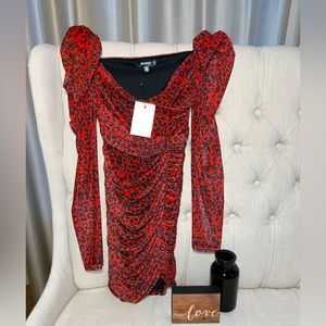 Missguided Animal Print Mini Dress Size 0 (with stretch)